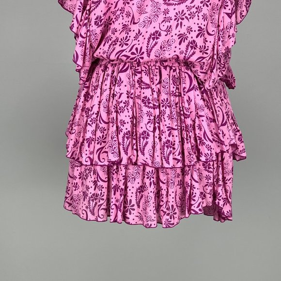 Coolchange Quinn Womens Ruffled Tunic Dress Swim Cover Purple Pink Floral size S - Picture 3 of 12